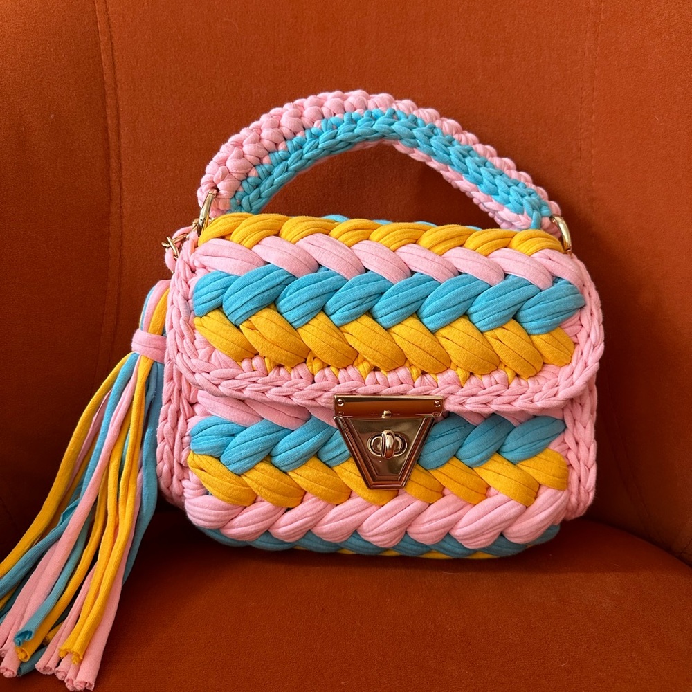 Multi-color crochet purse